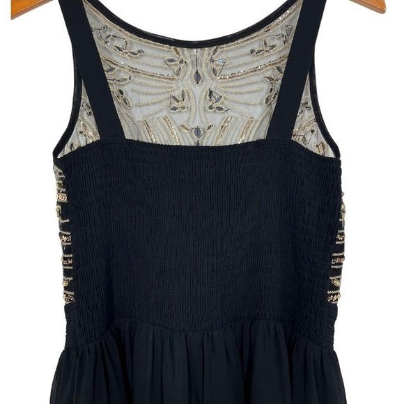 Papillon Black Dress Gold Sequin Embellished Sz‎ M Party Cocktail Sleeveless - Picture 7 of 11